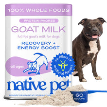 Load image into Gallery viewer, Native Pet Goat Milk for Dogs - Organic Goat Milk Powder for Dogs and Cats - Puppy Formula Dairy Replacement Packed with Protein &amp; Vitamins for Immunity, Recovery &amp; Growth for Active Pups - 60 Scoops
