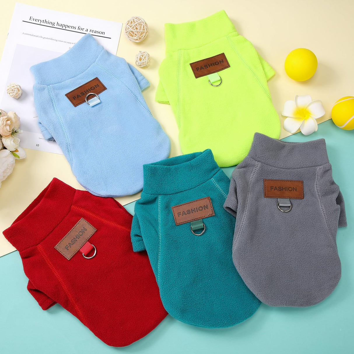 Sunnymove 5 Pcs Fleece Dogs Sweaters for Small Medium Large Puppy Cat Pet Winter Soft Warm Pullover Jumper Turtleneck Sweatshirt Clothes Apparel Outfit (M)