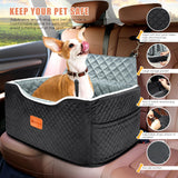 AlfaTok Memory Foam Booster Dog Car Seat for Medium Dogs (Under 45LBS): Elevated, Detachable Washable, Anti-Slip, for Car Back Seat, Travel Pet Bed with Seat Belt