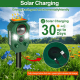 Ultrasonic Animal Repeller Outdoor,Cat Repellent & Deterrent with PIR Sensor & Flashing Light,Solar Powered Deer Repellent Device for Squirrels,Raccoons,Skunks,Rabbits,and Dog,IP65 Waterproof - 2 Pack