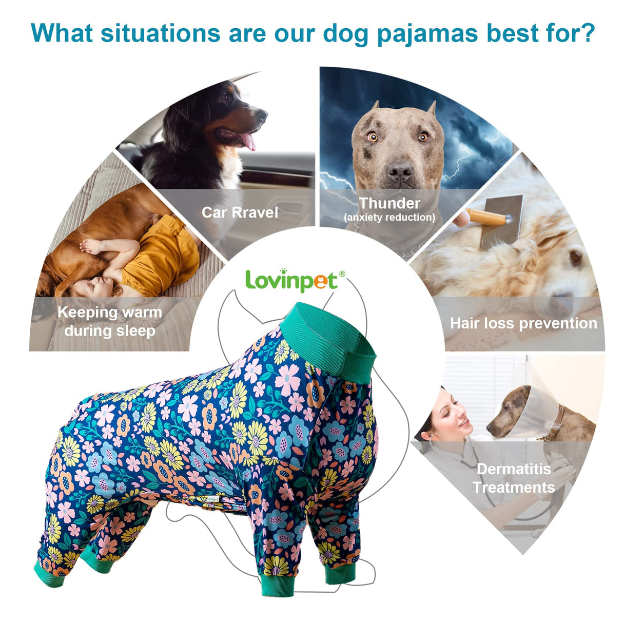 LovinPet Onsie for Dog After Surgery Big Dogs, Big Dog Clothes, Post Surgery Onesie, Lightweight Fabric Pitbull Dog Pullover Pajamas, Puppy Pajamas, Pitbull Clothes, Blue Green XL