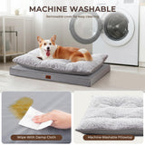 Warmrest 2-Pack Waterproof Dog Bed Medium Size Dogs, Plush Cushion & Orthopedic Egg-Crate Foam Mattress for Senior Dogs, Washable Dog Crate Bed with Removable Cover, Light Grey