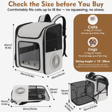 TTPet Pet Backpack Carrier with Built-in Cooling Fan & Heating Pad, Expandable Cat Carrier Backpack for Cats and Small Dogs, Ventilated Travel Backpack Carrier for Hiking/Outdoor/Vet Visits, Grey