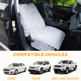 AEEISHOMEREFORM Dog Car Seat Cover for Back Seat & Front Seat, Plush Faux Fur Pet Car Seat Protector with Waterproof Layer, Non-Slip Bottom, Side Flaps, Machine Washable (Front Seat Gray)