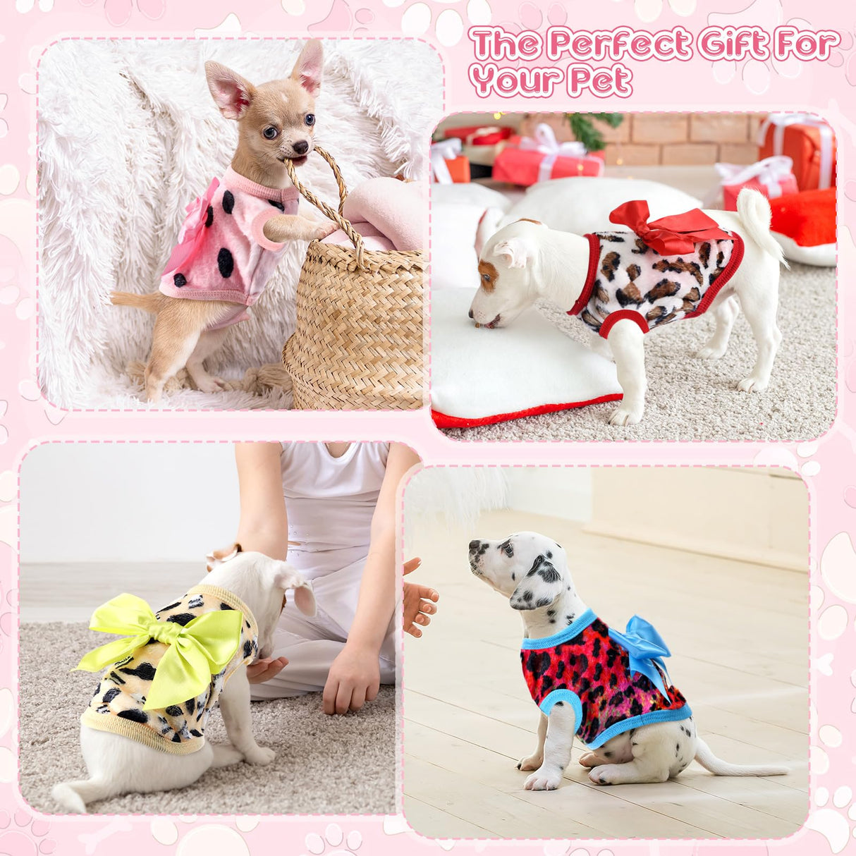 Shinylin 6 Pieces Dog Sweaters for Small Dogs Girls Winter Puppy Clothes Female Fleece Warm Thick Outfit Pet Small Doggie Clothes for Yorkie Chihuahua(XXS)