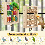 DBNESS 2Pcs Bird Toys, Hanging Parrot Chew Toy, Natural Wooden Chewing Puzzle Training Blocks Intellectual Development for Budgie, Conure, Lovebird, Cockatoo, African Grey, Amazon Parrots, Macaw
