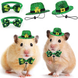 4 Pack St. Patrick’s Day Costume Small Animal Leprechaun Hats Rabbit Shamrock Bow Tie Irish Outfit for Bunny Hamster Guinea Pig Ferret Sugar Glider Lizard (Small)