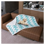 Maidewow Waterproof Pet Blanket,Dog Bed Covers Couch Sofa Stylish Jacquard Pets Throw Blankets for Puppy Cats Washable Reversible Furniture Protection Covers (Blue Wave,L)
