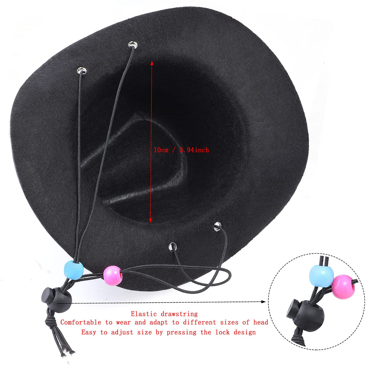 Yewong Pet Cowboy Costume Accessories - Dog Cat Pet Size Cowboy Hat and Bandana Scarf West Accessories for Puppy Kitten Party Festival and Daily Wearing Set of (Black Hat+White Bandana)