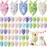 Kacctyen 50 Pcs Spring Easter Dog Bandanas Bulk Bandanas for Dogs Grooming with Bunny Pattern Adjustable Pet Triangle Scarf Bib Washable for Small Medium Large Puppy Cats Pets Costume Accessories
