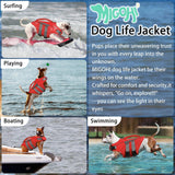 MIGOHI Dog Life Jacket, Reflective Dog Swimming Vest with High Flotation and Rescue Handle, Ripstop Dog Lifesaver for Small Medium Large Dogs, Pet Safety Water Vest for Swimming Boating Surfing
