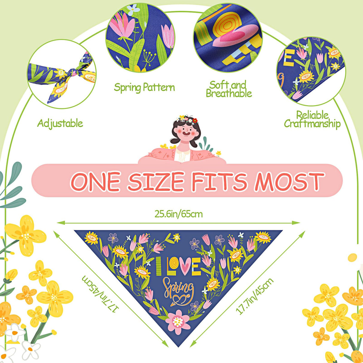 Bulyoou 500 Pcs Summer/Spring Dog Bandanas Bulk Adjustable Dog Bandanas for Groomers Hawaiian Washable Pets Scarf Bibs Costume Accessories for Small to Large Pets Grooming Supplies(Spring)