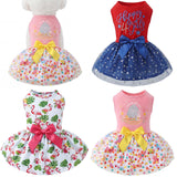 Abbylike 3 Pcs Seasonal Dog Outfits Easter Summer 4th of July Pet Costume Cotton Holiday Puppy Dress Lightweight Pet Apparel with Bowknot for Large Medium Dog Clothing, Large