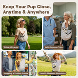 Pawfun Dog Carrier Sling for Small Dogs Cats- Hands Free Pet Sling Carrier with Mesh Lining Pocket & Safety Hook, Adjustable Cat Dog Front Carrier for Travel, Daily Walk, Outdoor,Grey L