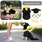 Dog Cat Graduation Costume Set 5Pcs Pet Graduation Gown Stole Puppy Grad Cap Lensless Glasses DIY Letter Stickers for Christmas Halloween Holiday (Noble Purple, Small)