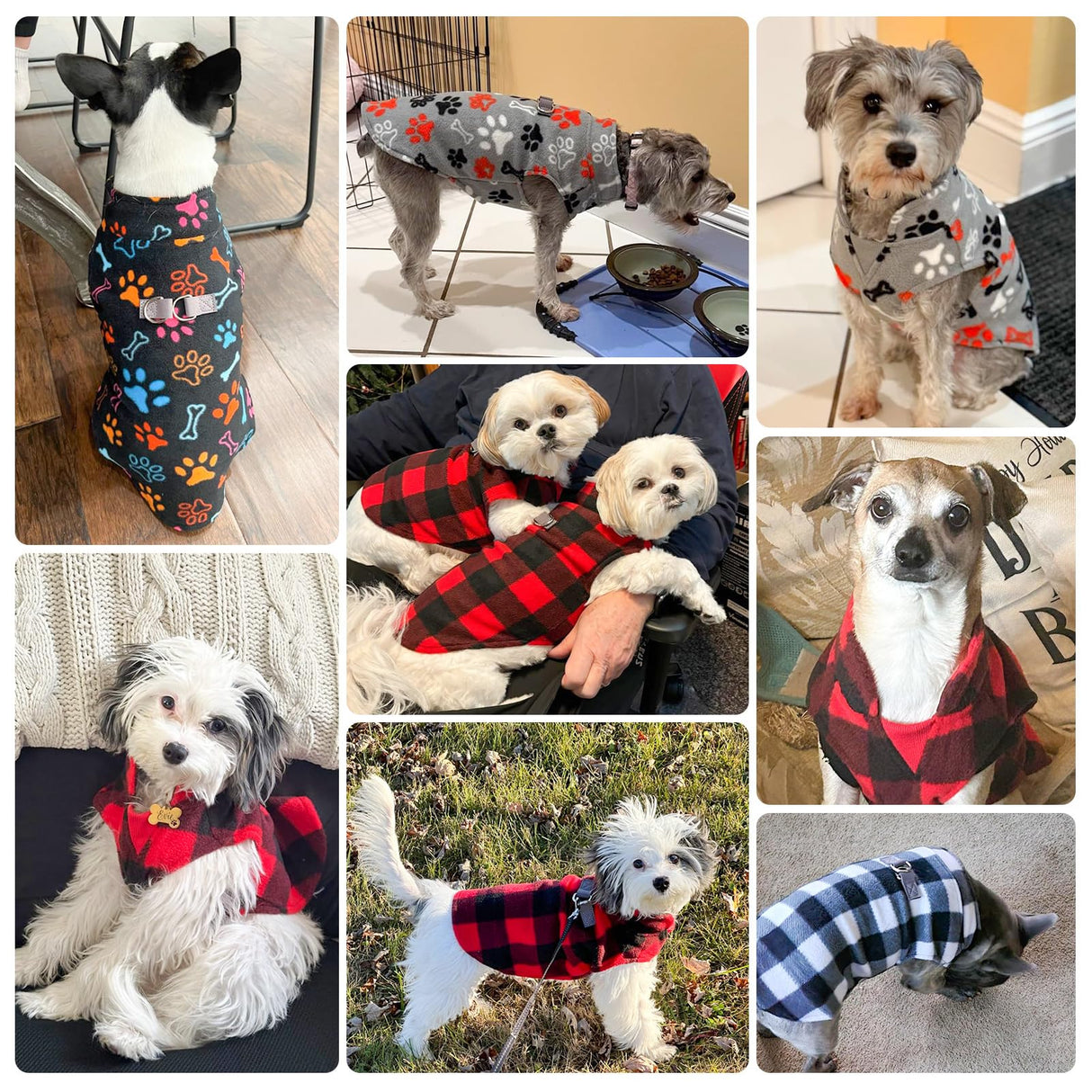 BEAUTYZOO Small Dog Sweater Fleece Vest Winter Jacket, D-Ring Leash Attachment for XS S Puppy Medium Sized Breeds Dogs, Cold Weather Dog Clothes Windproof Keep Warm, Black Bones Paw L