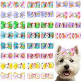 Waydress 40 Pieces Easter Dog Bows Rabbit Bunny Egg Hair Bowknot Pet Easter Bows with Rubber Bands Puppy Easter Rhinestone Bows Handmade Dog Easter Grooming Accessories for Easter Pet Supplies