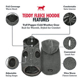 Tuff Pupper Fleece Dog Hoodie Sweater | Teddy Sherpa Outer & Soft Polar Fleece Lining | Adjustable Fit Winter Coat with Hood, Leash Hole, Ribbed Cuffs | for Small Medium Large XL XXL Dogs (Grey, XXL)