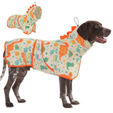 LovinPet 3‑in‑1 Dog Warm Winter Coat & Bathrobe, Hooded Dinosaur Fleece, Lightweight High‑Loft, Absorbent Knit, Quiet Hook‑and‑Loop, Wind‑Blocking Edges, Dog Robes for Medium & Large Dogs, Orange,XL