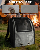 MOYSOON Cat Carrier Backpacks for Kitty Small Dog up to 15 lbs, Lightweight and Foldable Dog Backpack Carrier with Breathable mesh for Travel, Walking, Hiking, Camping and Vet (Grey)