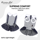 Parisian Pet Preppy Dog Dress - Summer Clothes for Small Dogs Girl - Stylish Sleeveless Pet Outfit - Designer Dog Apparel - Lightweight and Breathable Puppy Clothes - Comfortable Skirt for Dogs
