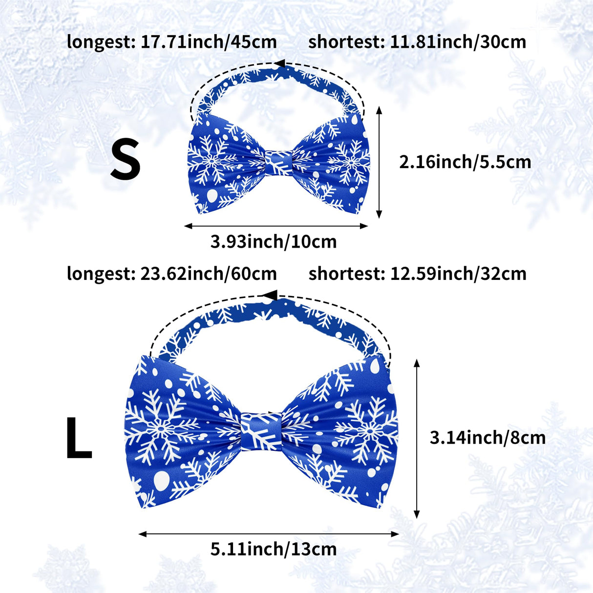 Pai Sence 30 PCS Winter Dog Bow Ties Bulk for Medium Large Dogs Winter Dogs Bowties with Adjustable Ties Bow Ties Party Grooming L