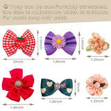 JpGdn 100pcs/50pairs Dog Hair Bows Grooming Bulk with Rubber Bands in Mixed Colors Radom Pattern Toknot Bowknot Elastic for Small Medium Doggy Puppy Yorkie Shih Girl Femal HairAccessories