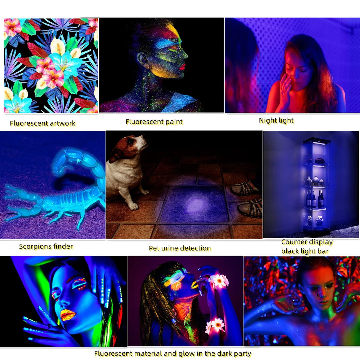 Black Light Bar 10W 1ft LED Blacklight for Fluorescent Tapestry Poster Body Paint Glow Party UV Strip Lights for Cabinet and Display Magnetic THLITURE 2 Pack