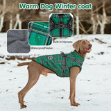 Aimydog Dog Coat with Harness Built in,Dog Winter Jacket with Padded Fleece,Reflective Waterproof Coat for Small Medium Dogs,Green L