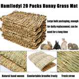 Hamiledyi 20 Pack Bunny Grass Mat Woven Bed Mat Natural Straw Hay Mats Rabbit Handmade Bedding Sleeping Grinding Nesting and Chewing Toy for Guinea Pig Hamster Chinchilla Squirrel Hedgehog