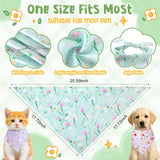 Bulyoou 120 Pcs Spring Dog Bandanas Bulk Floral Printing Pet Bandanas Dog Handkerchiefs Spring Scarf Bibs Triangle Bibs Adjustable Kerchief Pet Grooming Costume Accessories