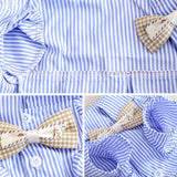 Striped Dog Shirt Breathable Casual Short Sleeve Puppy Clothes with Bow for Spring Fall (L)