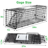 VASALAID Live Animal Trap Cage, 24 X 7 X 8 Inch Catch and Release, Humane Live Trap Cage Indoor & Outdoor Foldable cat Trap for Stray Cats, Rabbits, Squirrels, Groundhogs, Woodchucks