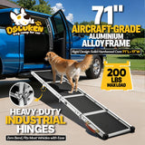 Dog Ramp for Car (200 lbs), Extra L71” W17” Folding Pet Ramp for Large Dogs with with Heavy Duty Hinges, Outdoor Anti-Slip Foldable Dog Car Ramps for SUV Truck Side Door (4 Folded)