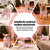 PawUnion White Duck Down Dog Coat - 4-Leg Coverage, Waterproof Windproof Warm Winter Snowsuit, Cotton Anti-Static Lining, Built-in Harness Hole for Small/Medium Dogs,Size 16(XXL) Pink