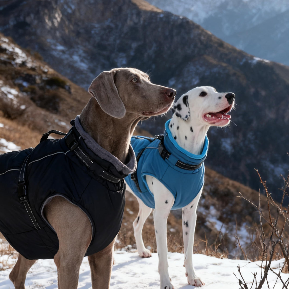PUMYPOREITY Snow Jacket for Large Dogs Waterproof, Warm Dog Winter Coat with Harness Built in, Fleece Jacket with Back Zipper, Cold Weather Coats for Outdoor, Windproof Pet Snowsuit, Blue, 3XL