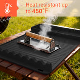 WZGUSXN 2Pack Silicone Grill Mat for Blackstone - 16x11.5 Inch Non-Slip Tool Mat with Sauce Drip Pad & Wavy Grip, Outdoor BBQ Accessories & Gifts for Men, Dad, Grilling (Black)