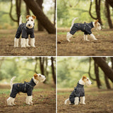 PAWBOSE Dog Raincoat with Harness for Small and Medium Dogs, Adjustable Waterproof Dog Rain Jacket,Reflective Rainproof Puppy 4 Legs Raincoat-Grey,S