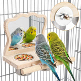 SMICEM Bird Perch Platform Toy with Mirror, Standing Rack & Stainless Steel Bowl - Wooden Play & Exercise Gym Stand, Cage Accessory for Cockatoos, Lovebirds, Budgies, Pacific Parrotlets & Canaries