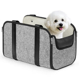 YUDODO Large Console Dog Car Seat (Width＞9in) Fits 0-18lbs, Anti-Slip Puppy Cat Travel Portable Booster Seat, Portable Pet Car Bed Carseat Dual Front & Rear Pillow Gray