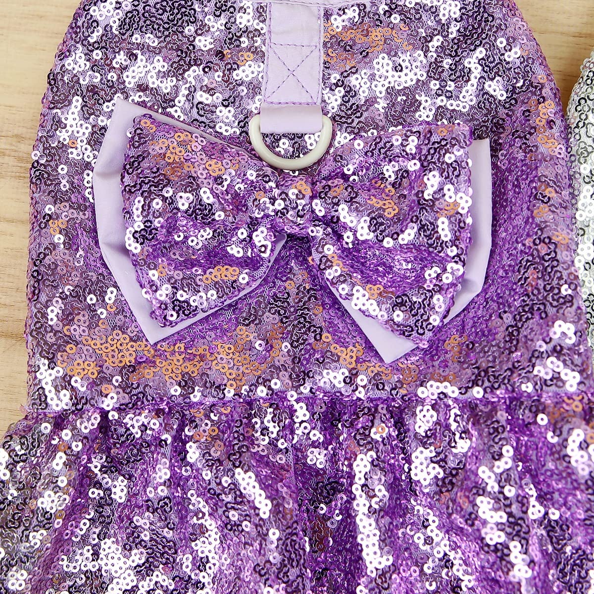 Tangpan Sequins Bow-Knot Pet Dance Dress Dog Christmas Party Dress (Purple, L)