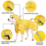 Blueberry Pet 14" Reflective Cloud Prints Lightweight Waterproof Dog Raincoat with Hood & Harness Hole, Sunflower Yellow, Outdoor Rain Gear Jacket 2 Legs for Dogs