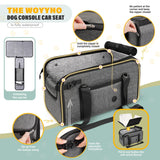 WOYYHO 18lbs Dog Car Seat for Small Dogs with Removable Velvet Liner, Luxury Small Dog Center Console Car Seat Pet Booster CarSeat, Easy Install Stable No Shaking, Waterproof Anti-Slip PU Leather