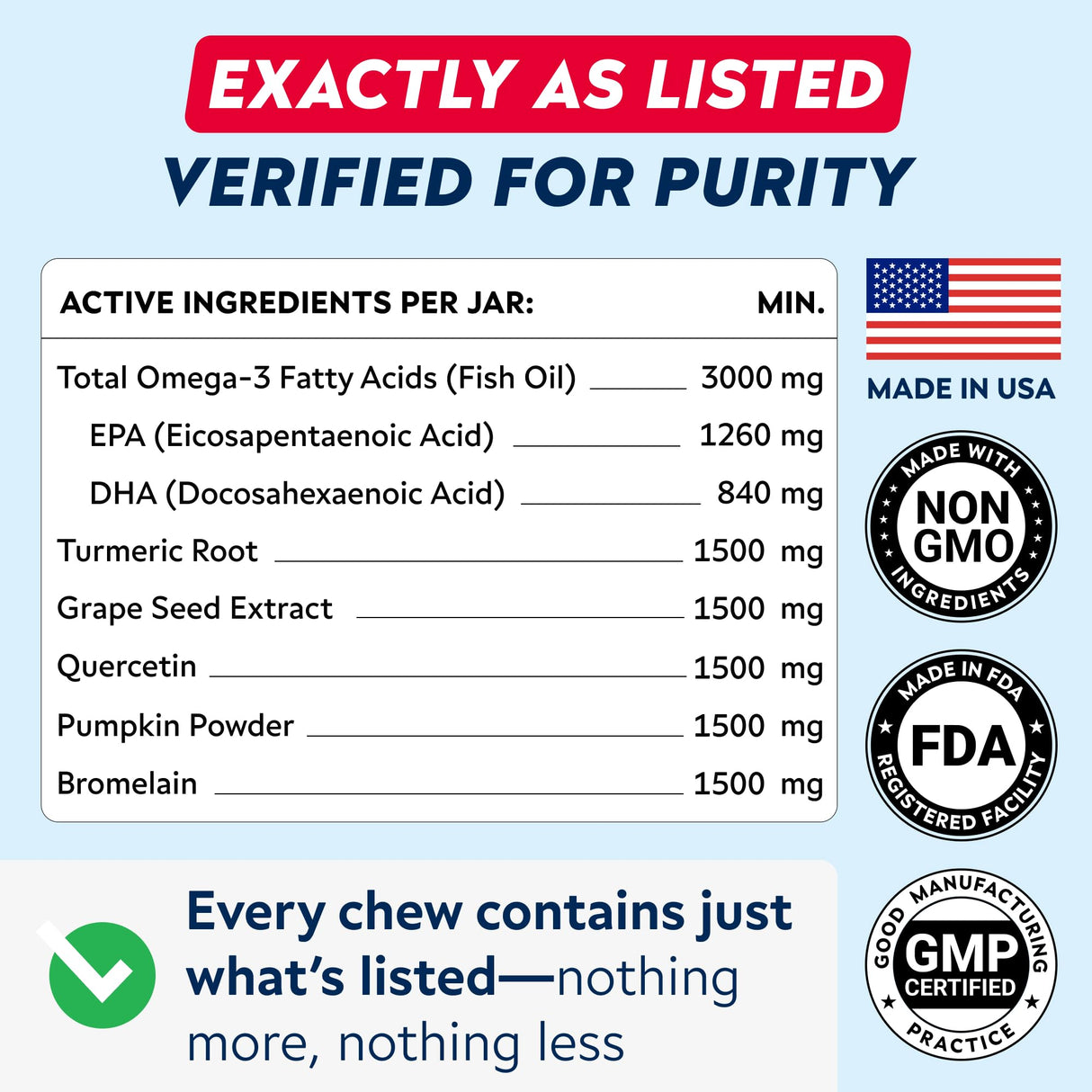 StrellaLab Dog Allergy Relief & Anti Itch Support Chews w/Omega 3: Real Ingredients, Real Taste! Skin & Coat Immune Supplement w/Fish Oil, Pumpkin & Enzymes — Developed by Experts - Made in USA -120Ct