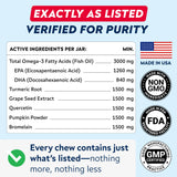 StrellaLab Dog Allergy Relief & Anti Itch Support Chews w/Omega 3: Real Ingredients, Real Taste! Skin & Coat Immune Supplement w/Fish Oil, Pumpkin & Enzymes — Developed by Experts - Made in USA -120Ct