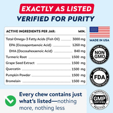 Load image into Gallery viewer, StrellaLab Dog Allergy Relief &amp; Anti Itch Support Chews w/Omega 3: Real Ingredients, Real Taste! Skin &amp; Coat Immune Supplement w/Fish Oil, Pumpkin &amp; Enzymes — Developed by Experts - Made in USA -120Ct
