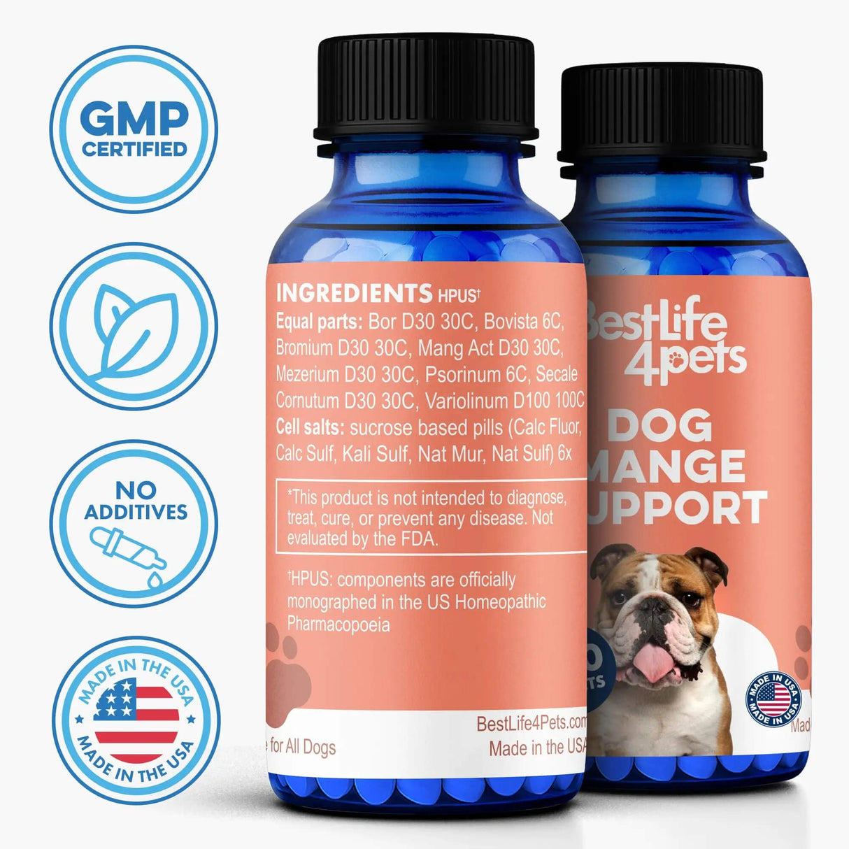Dog Mange Support and Natural Dog Itching Relief for Canine Coat Issues & Puppy Mange, Soothes Dry Itchy Scaly Skin, Welts & Scabs - Helps Restore Fur Loss (Easy Use 400 Tiny Pills)