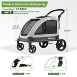 AOPEC Large Dog Stroller - Dual Entry Safety Folding Pet Stroller with Adjustable Handle, All-Terrain 4-Wheel, 160 lbs Weight Capacity for Travel & Outdoor Adventures - Gray