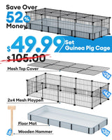 BUCATSTATE Guinea Pig Cages for 2, 20 Panels Guinea Pigs Playpen with Waterproof Mat, Metal Rabbit Cage Indoor for Hedgehogs, Quail, Chickens (56" L x 24" W x 12" H)