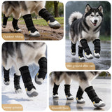 BECEMURU Dog Snow Boots for Winter,Double-Straps Anti-Fall Off Dog Booties Shoes, Non-Slip Paw Protectors for Outdoor Walking Hiking in Snowy or Rainy Day (Black, 2#)